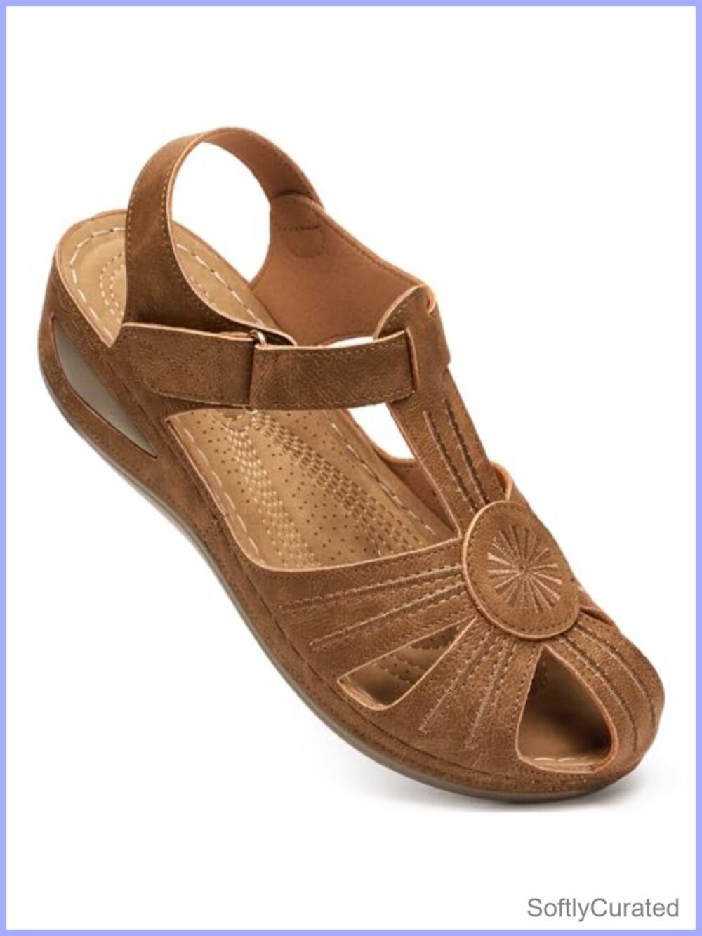 Womens Closed Toe Wedge Sandals Faux Leather Platform Fisherman Adjustable